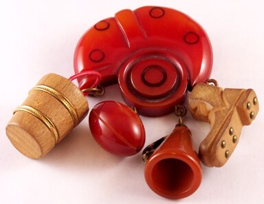 BP218 resin washed bakelite football charm pin